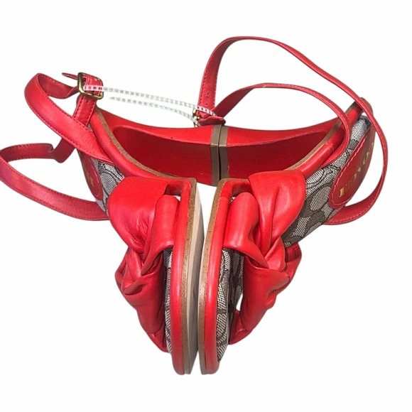 Coach Quincey Sandals Leather Knot Ankle Strap Block Heels Open Toe Size 7 NEW - Picture 8 of 11